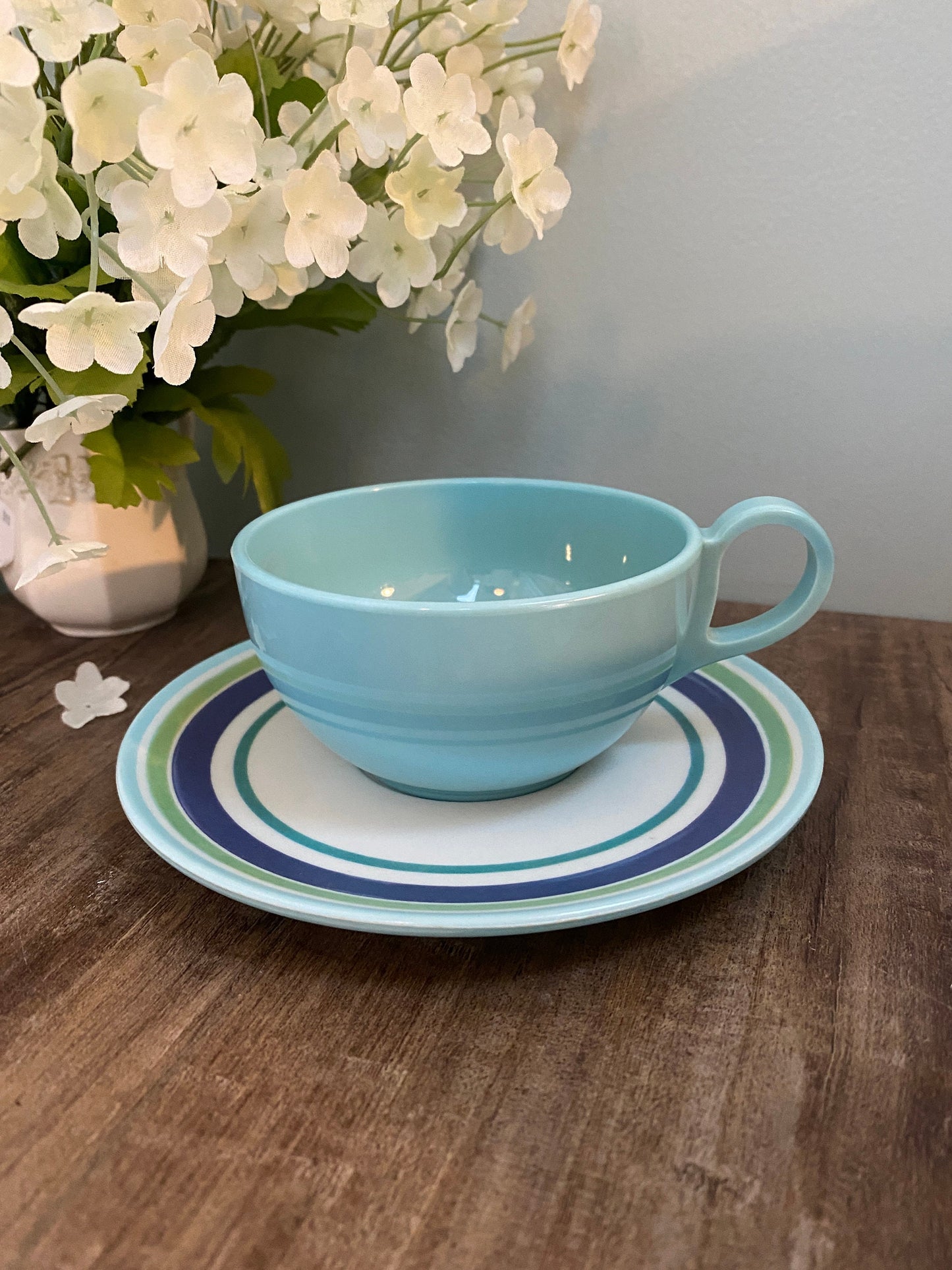 Midcentury Melamine Cup and Saucer Set