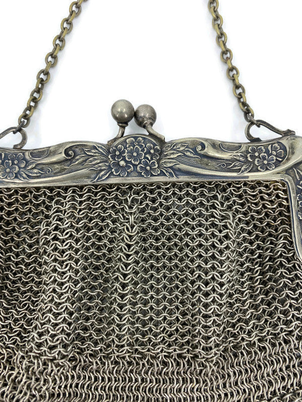 Antique Silver Mesh Change Purse With Rose Pattern | eBay