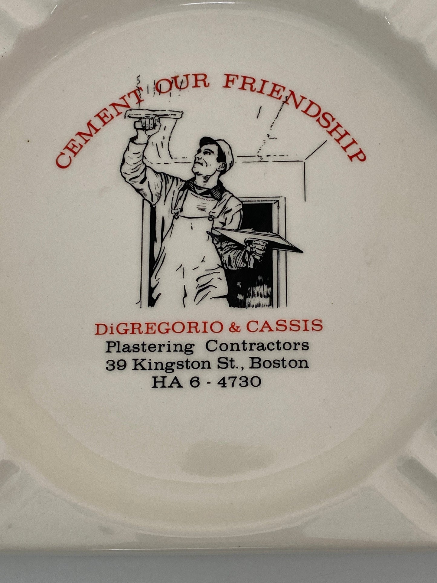 Midcentury Plastering Advertising Ashtray