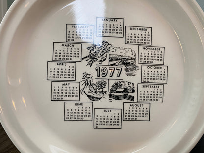 Vintage 1977 Calendar Plate