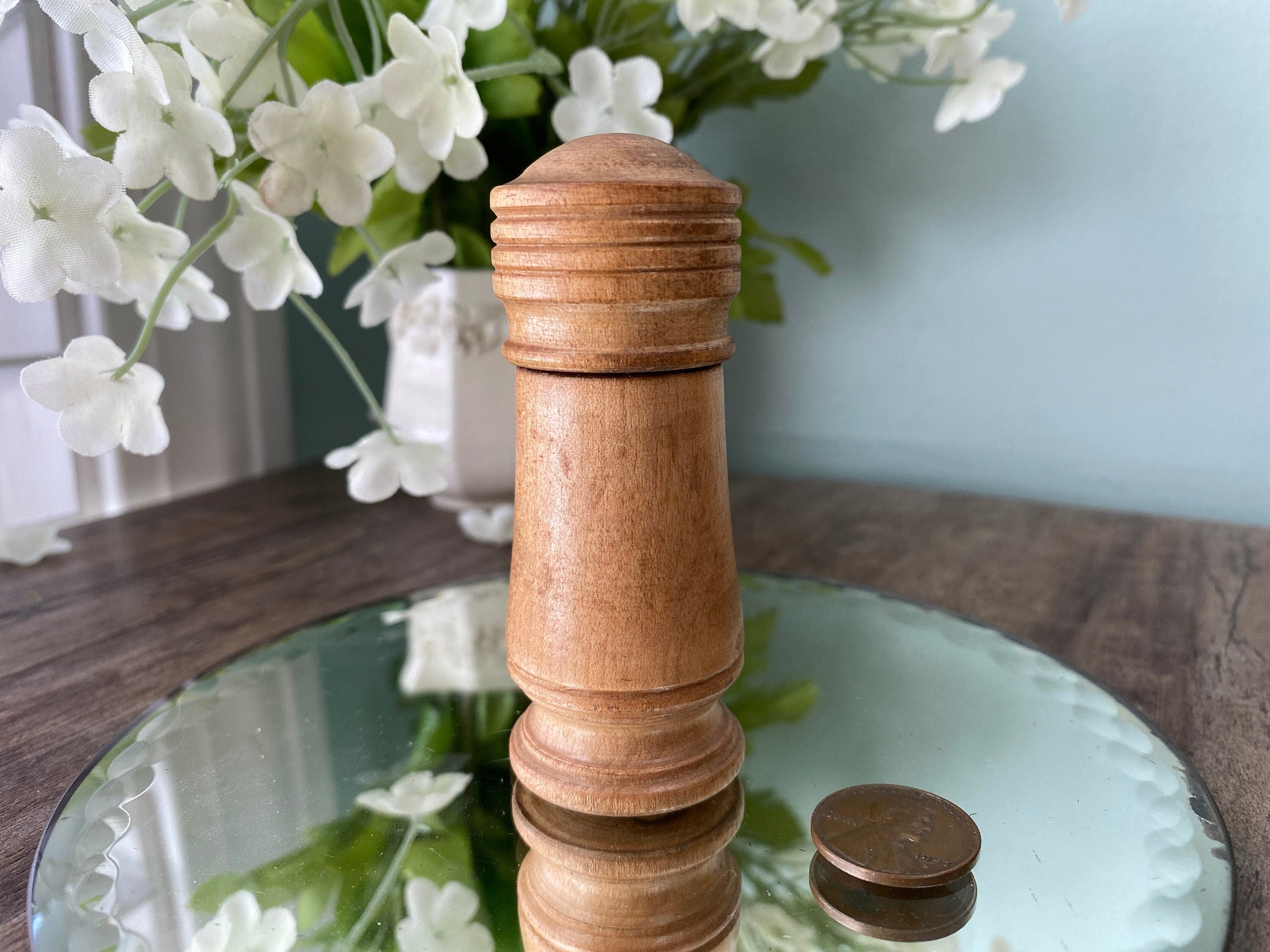 Antique ebony wood cased perfume newest bottle