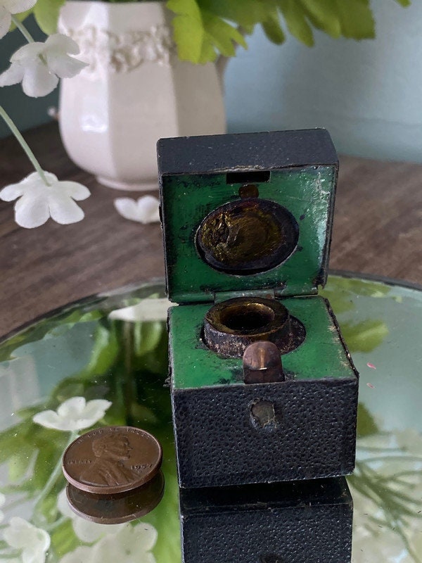 Antique Travel Inkwell in a Miniature Travel Case