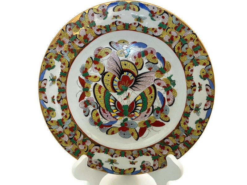 Vintage Chinese 1000 Butterflies Handpainted Plate