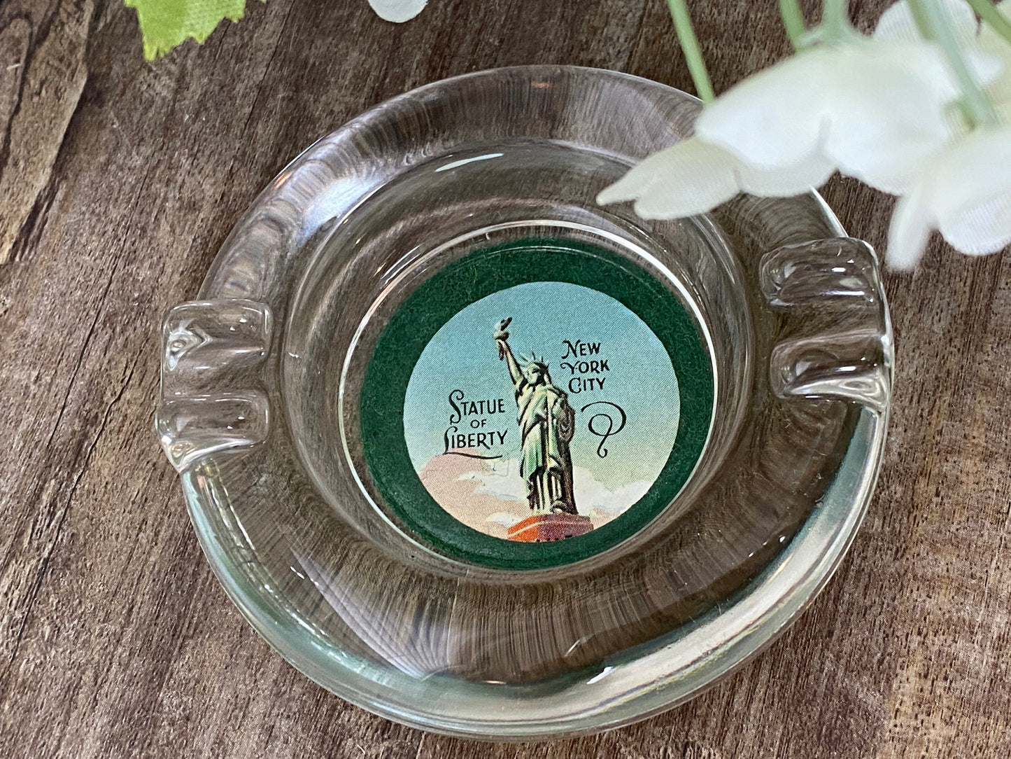 Vintage Statue of Liberty Glass Ashtray