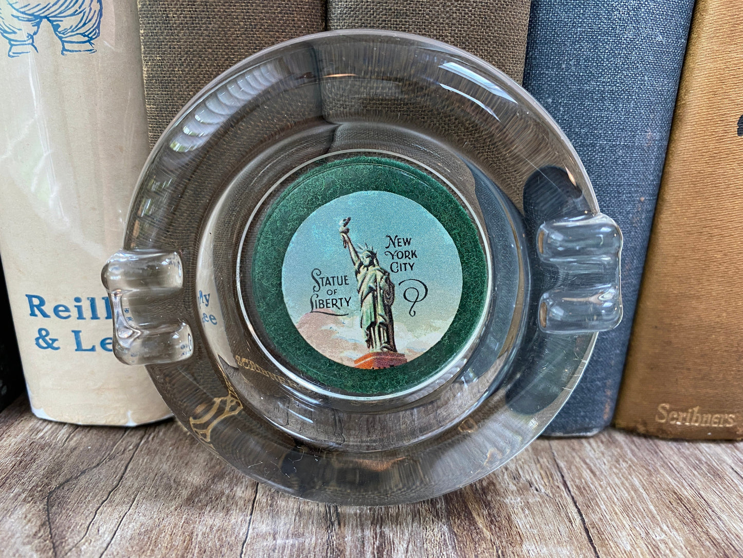 Vintage Statue of Liberty Glass Ashtray