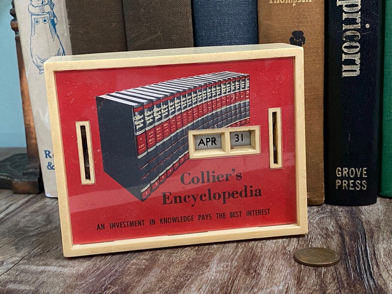 Midcentury Collier's Encyclopedia Advertising Calendar Bank – Duckwells