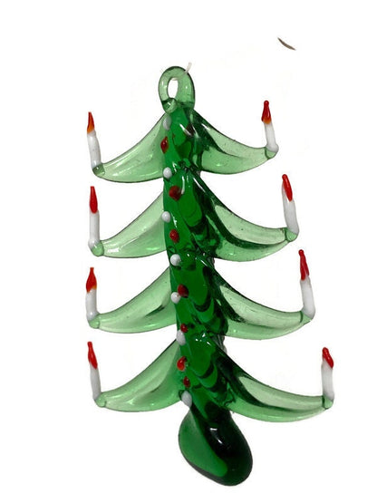 Vintage Spun Green Glass Christmas Tree Ornament