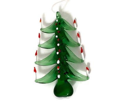 Vintage Spun Green Glass Christmas Tree Ornament