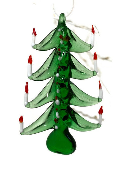 Vintage Spun Green Glass Christmas Tree Ornament