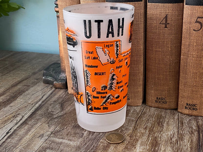 Midcentury Utah Souvenir Glass with State Map