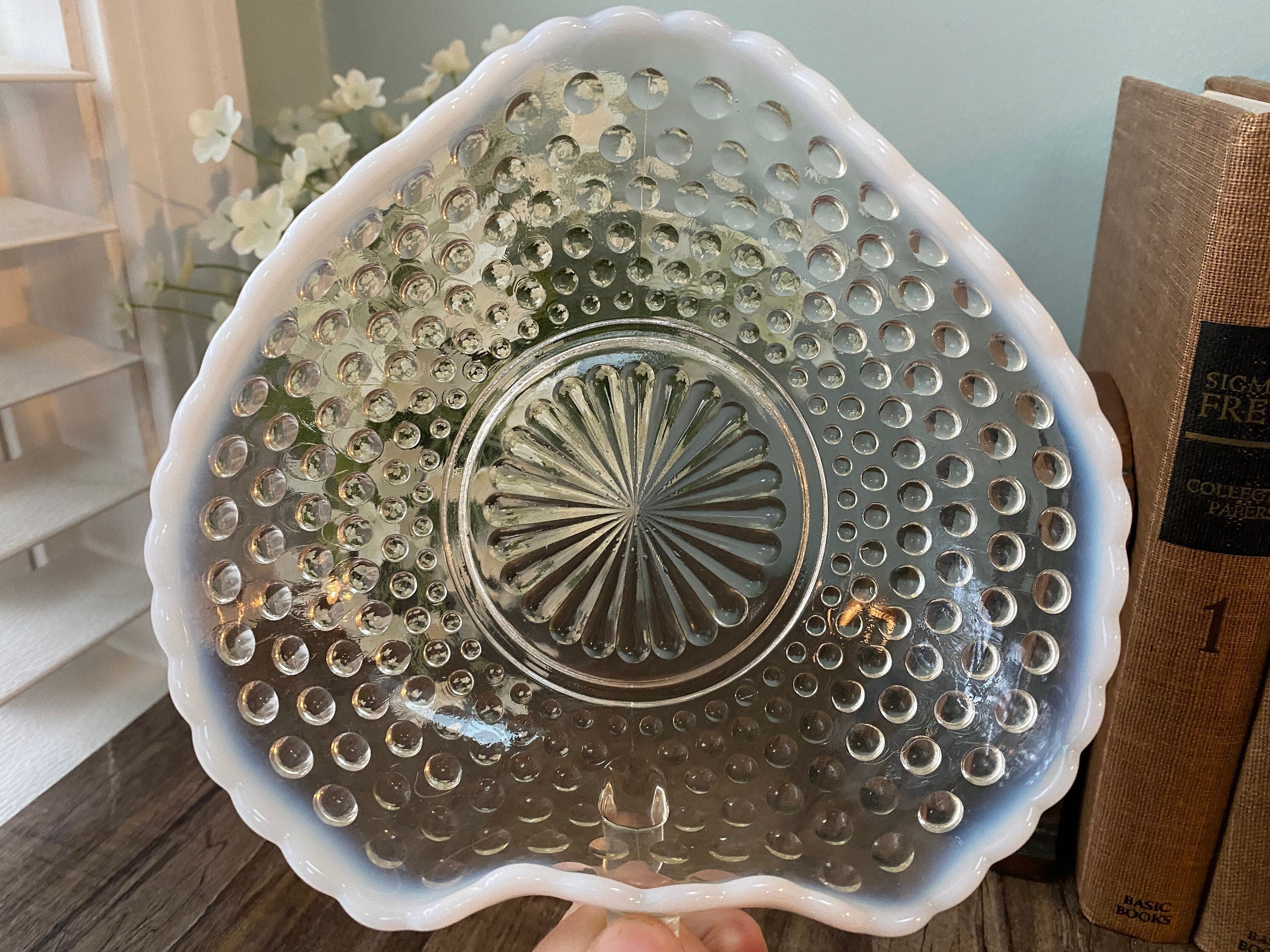 Vintage cheapest Fenton Opalescent Hobnail Candy Dish