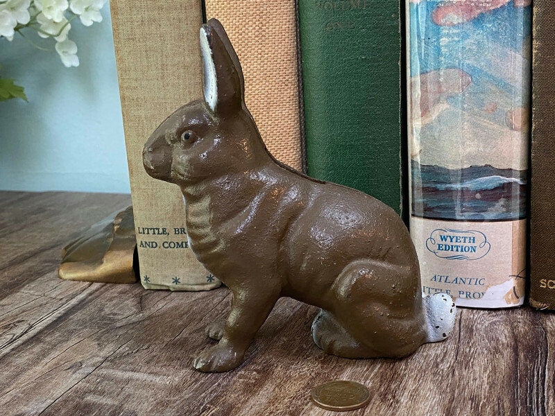 Vintage Cast Iron Rabbit Bunny Toy store Bank