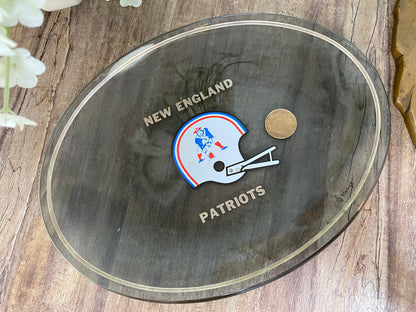 Vintage New England Patriots Smoked Glass Dish by Houze Glass