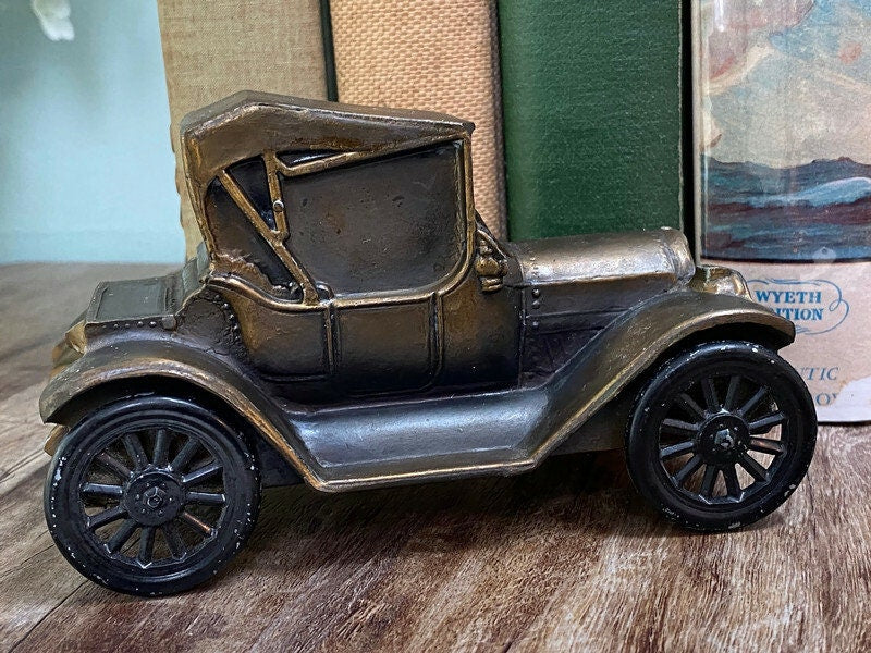 VIntage 1915 Car Cast Metal Coin Bank Duckwells