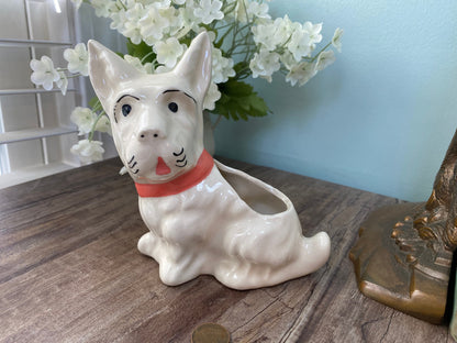 Vintage Scottie Dog Planter, Ceramic Scottish Terrier Collectible