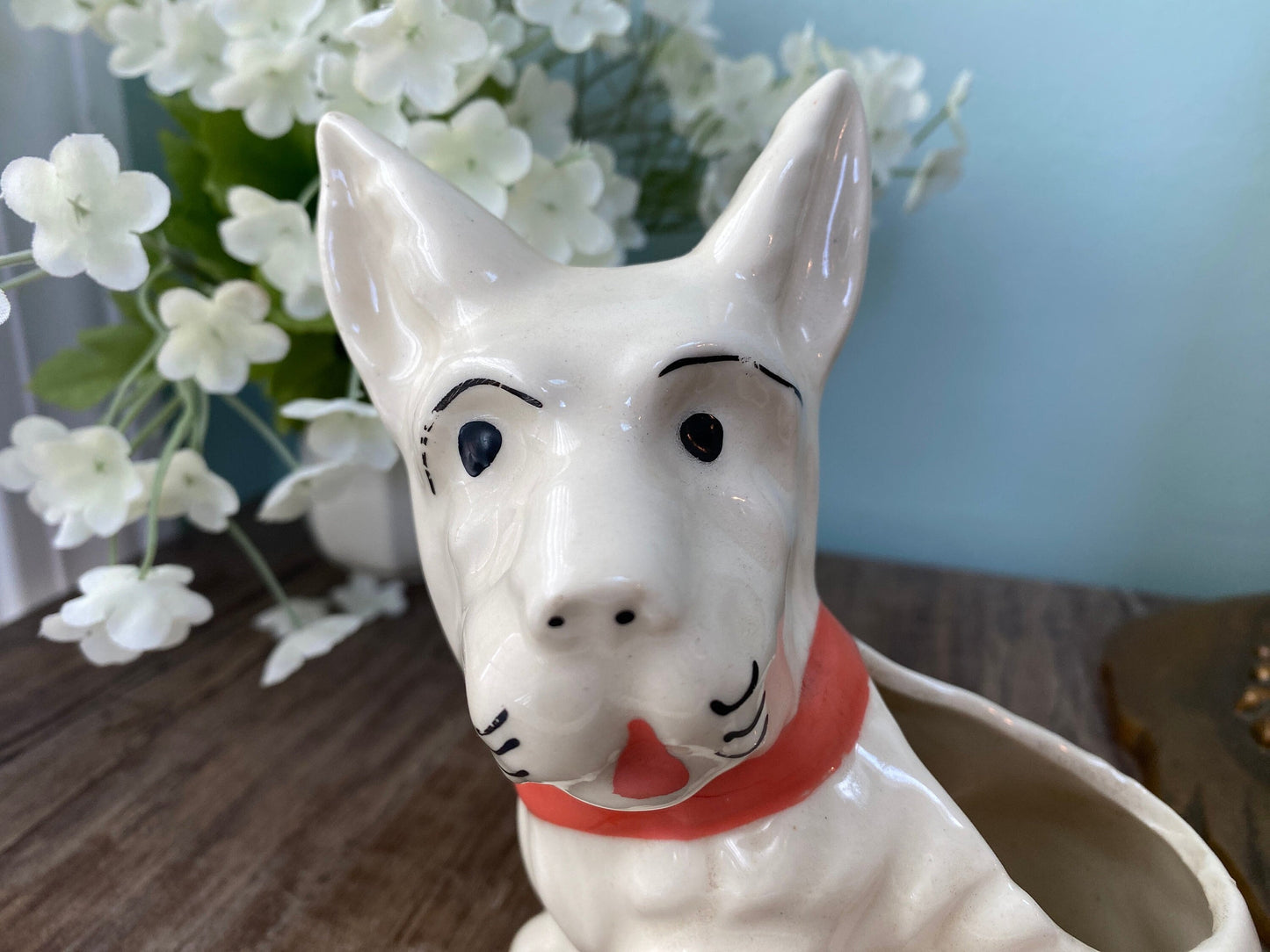 Vintage Scottie Dog Planter, Ceramic Scottish Terrier Collectible