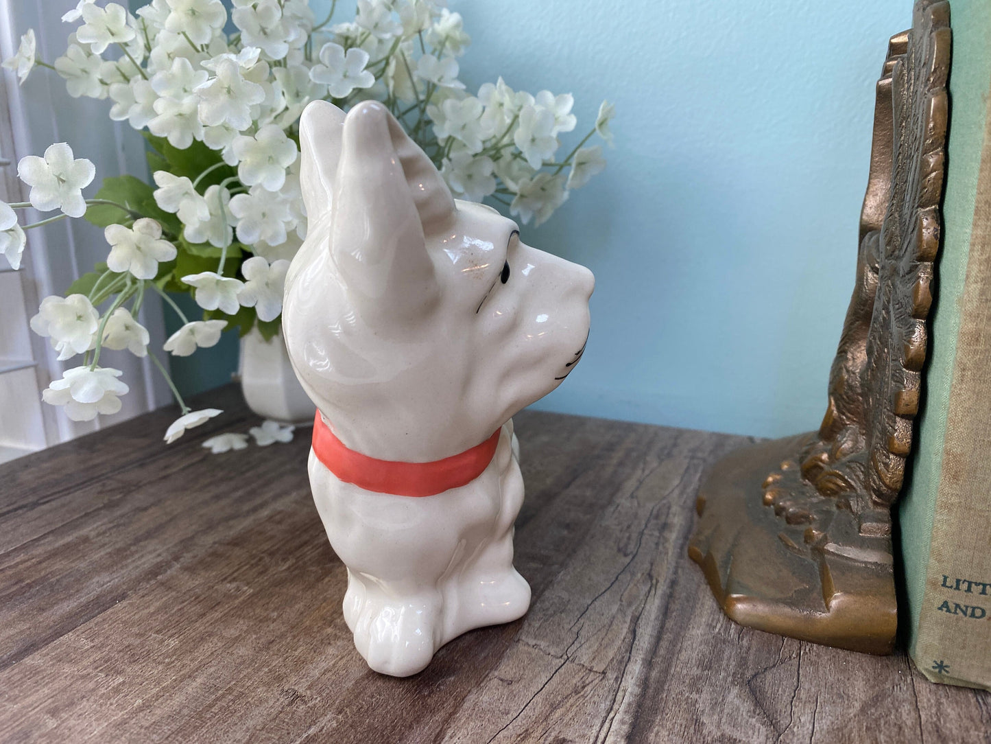 Vintage Scottie Dog Planter, Ceramic Scottish Terrier Collectible