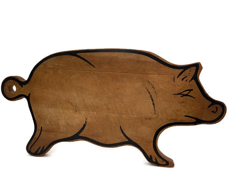 Outlet Antique Primitive Handmade in Ohio Chubby Pig Cutting Board 17.25