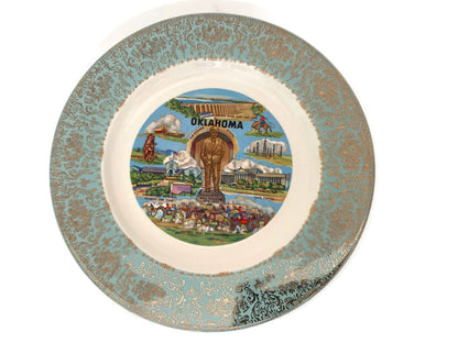 Midcentury Oklahoma State Souvenir Plate