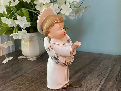 Midcentury Christmas Boy Angel Ceramic Figurine