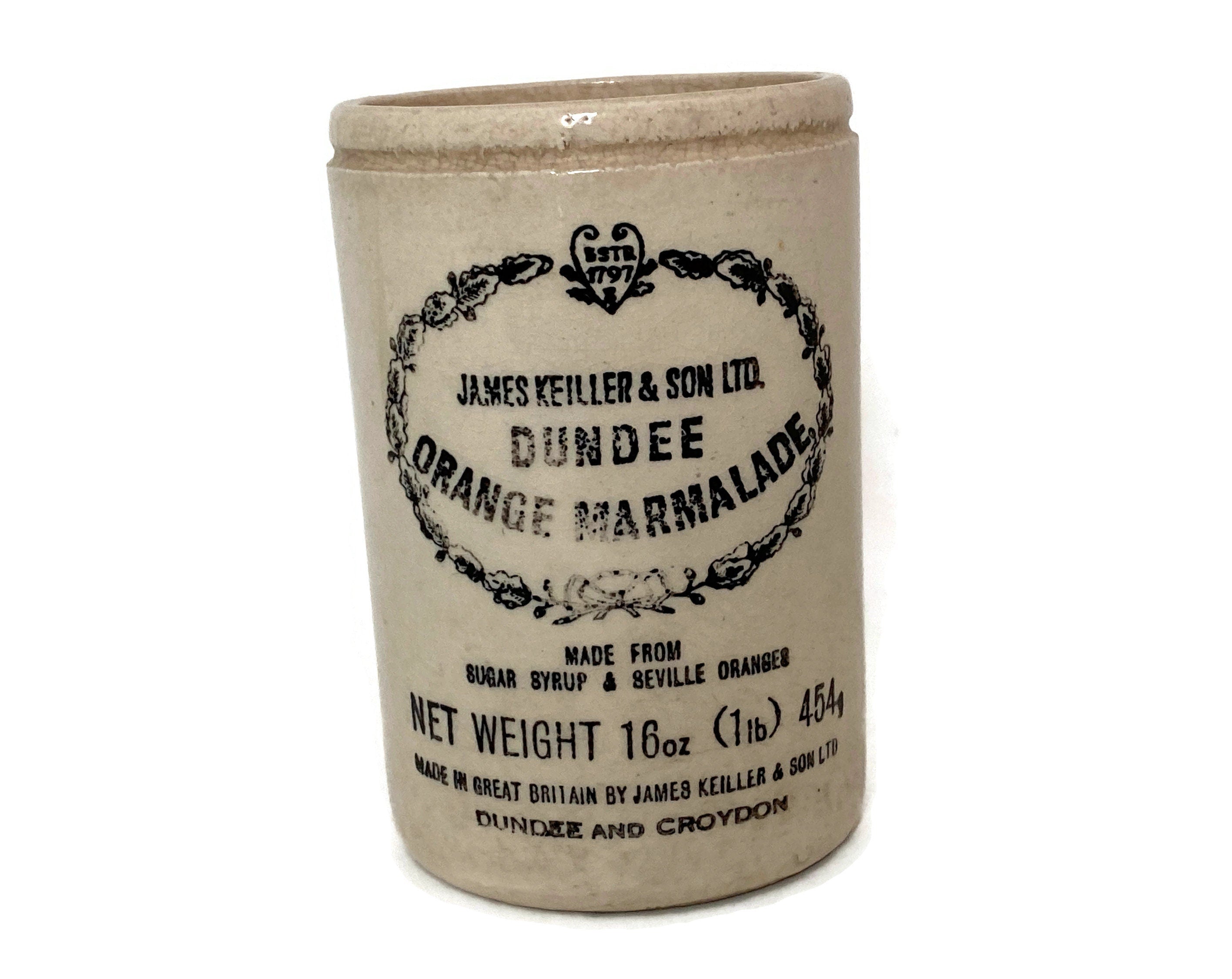 Antique James Keiller & Son Dundee 1 store Pound Thin - Orange Marmalade Crock