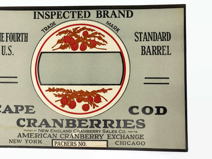 Vintage Cape Cod Cranberries Crate Label