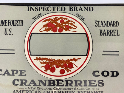 Vintage Cape Cod Cranberries Crate Label